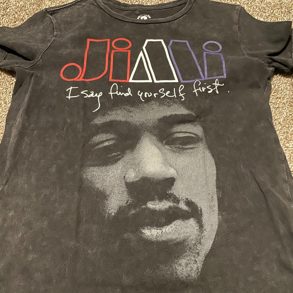 Jimi Hendrix Graphic T Shirt Kids Gray I Say Find Yourself First